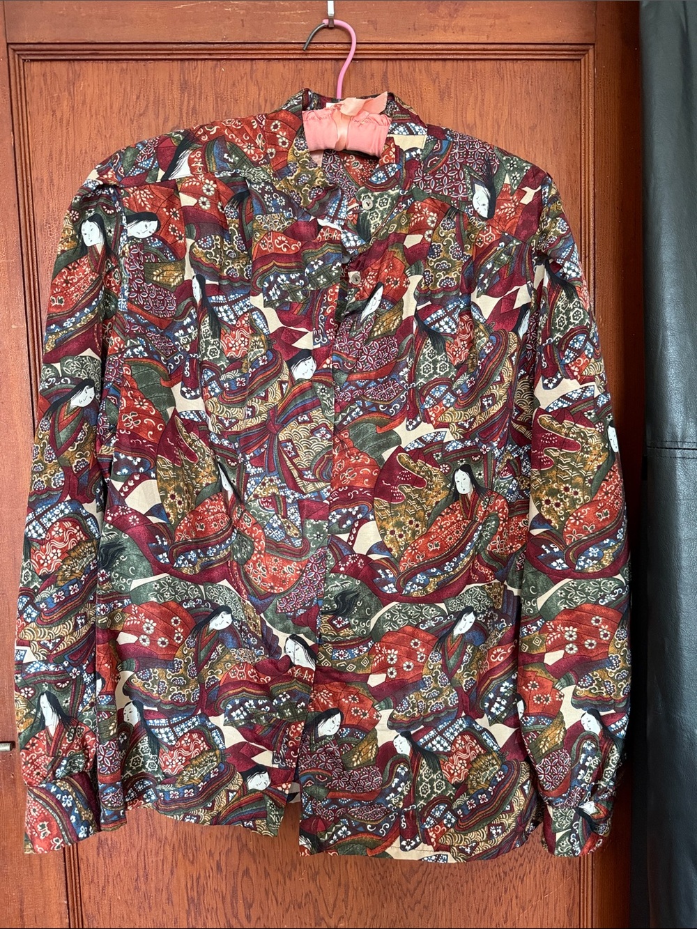 Vintage 70’s Campus Casuals eastern geisha Multicolor Printed Button-Up Blouse L
